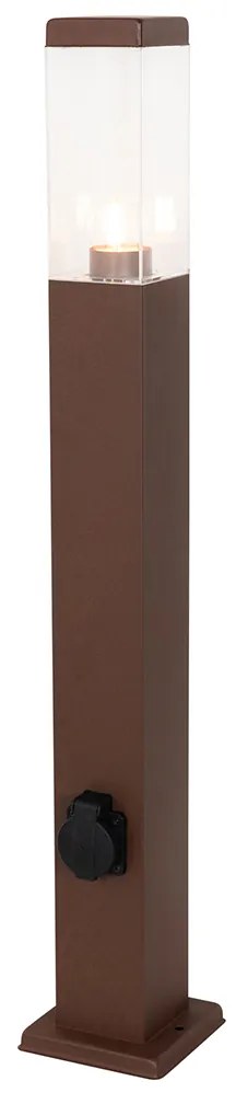 Zewnetrzna Lampa zewnętrzna rdzawo-brązowa 80 cm z gniazdkiem IP44 - MaliosDesignerski Oswietlenie zewnetrzne