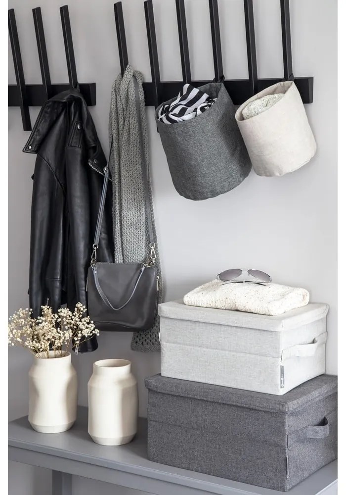 Szary tekstylny pojemnik z pokrywką 40x30x22 cm Soft Storage – Bigso