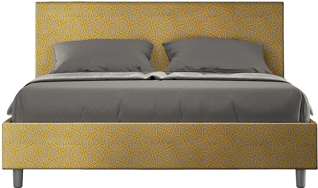 Łóżko bez stelaża tapicerowane 160x190 tkaniny Era 06 Żółty Adele