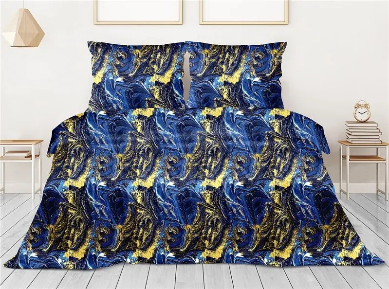Pościel satynowa Gold Line 140x200 Galaxy granatowa GRENO