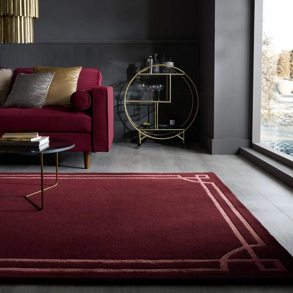 Bordowy wełniany dywan tkany ręcznie 200x290 cm Gatsby – Flair Rugs