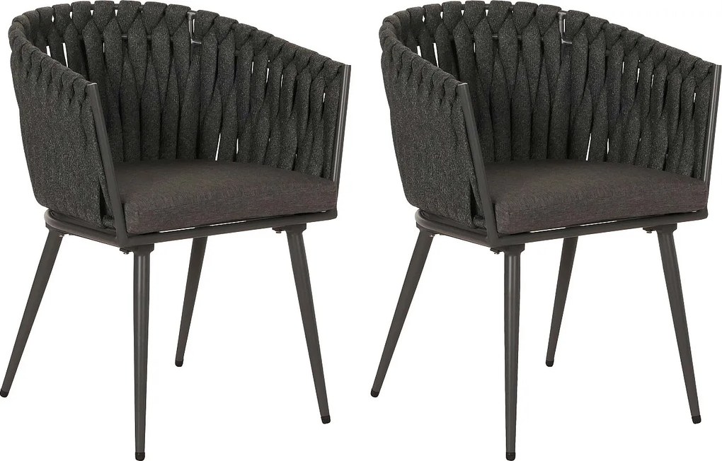 Krzesło ogrodowe MCW-N38 (zestaw 2 sztuk),  antracyt poduszka ciemnoszara