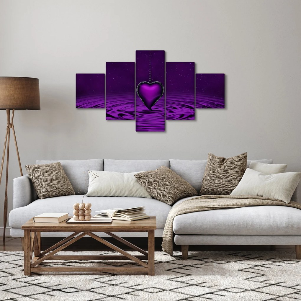 Obraz fioletowego serca (125x70 cm)