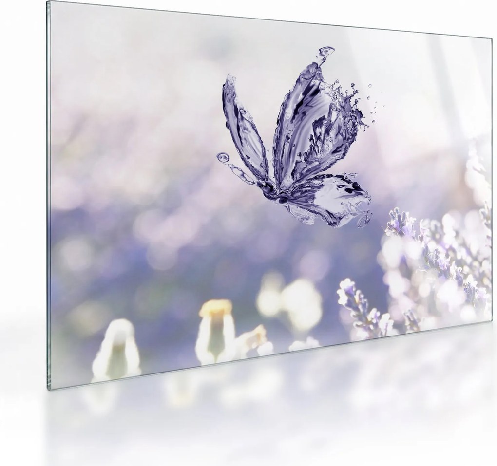 Obraz na szkle - Motyl i lawenda (70x50 cm)