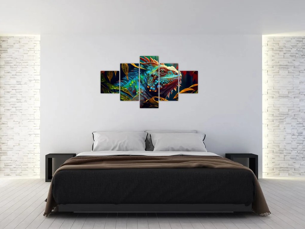 Obraz - Kolorowa iguana (125x70 cm)