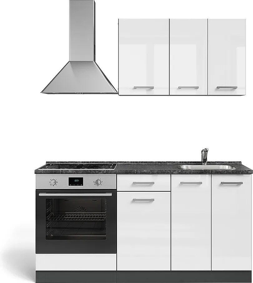 Pojedyncza kuchnia biały wysoki połysk/antracyt 160x46x81.6 r-line