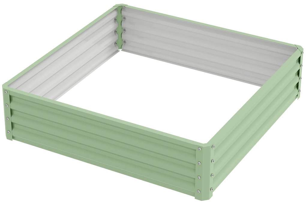 Outsunny Ogródek, Skrzyniogrono ze stalową obudową, Zielony, 120 x 120 x 30 cm