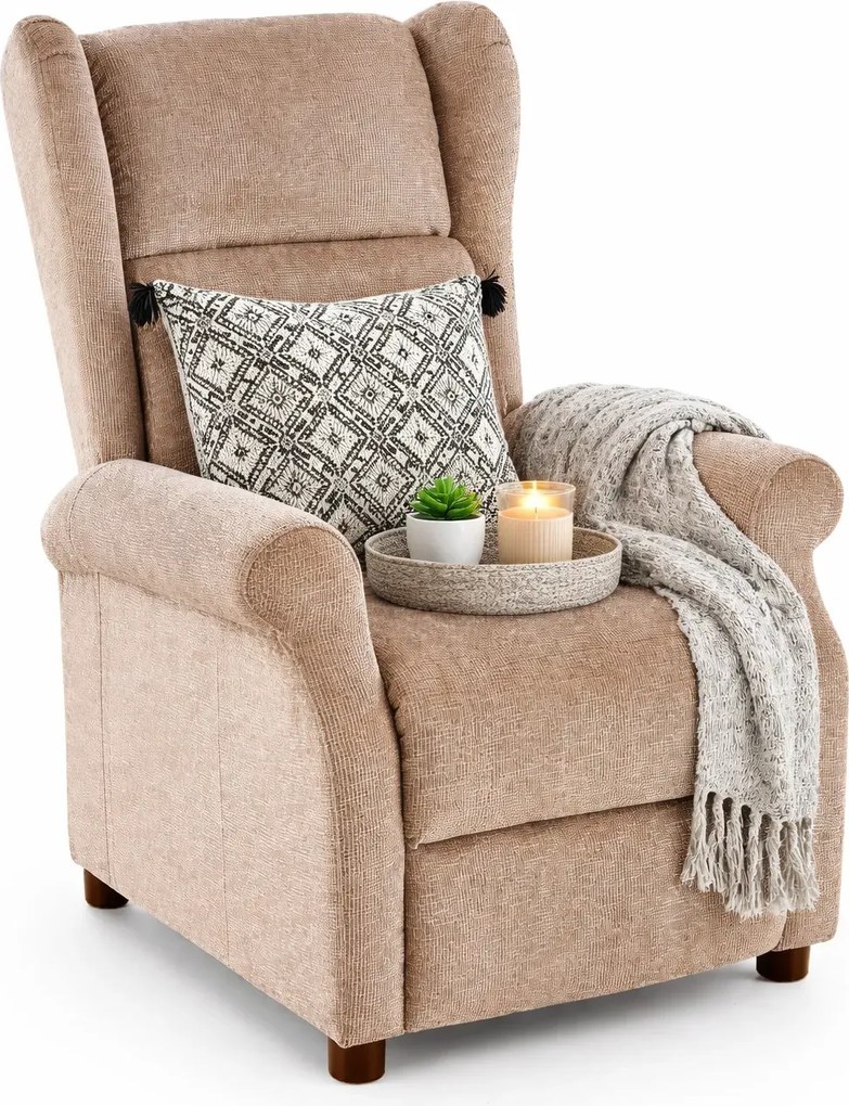 Beżowy rozkładany fotel uszak wypoczynkowy L8-G47