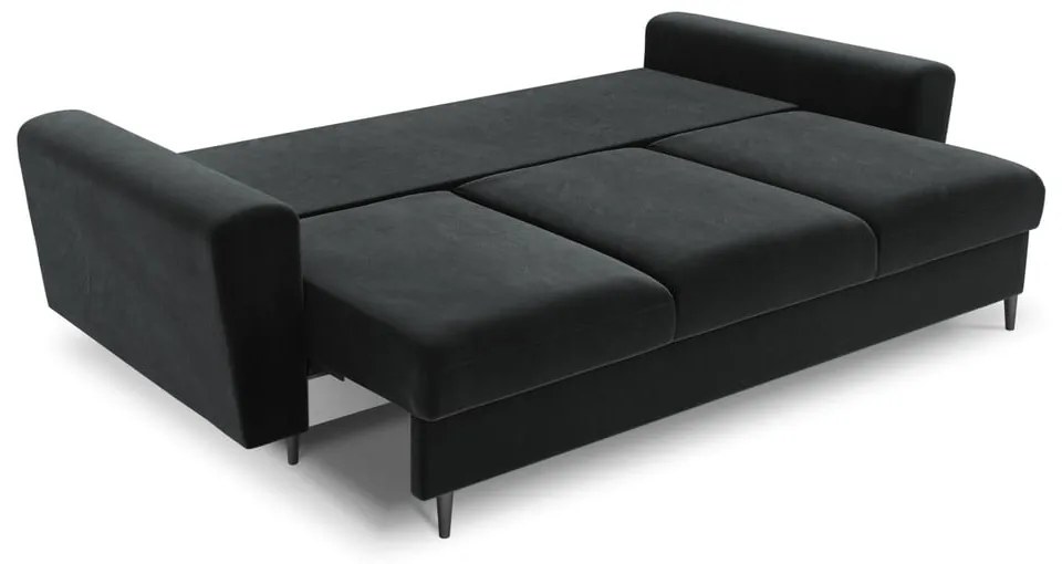 Ciemnoszara aksamitna rozkładana/ze schowkiem sofa 235 cm Kyoto – Cosmopolitan Design