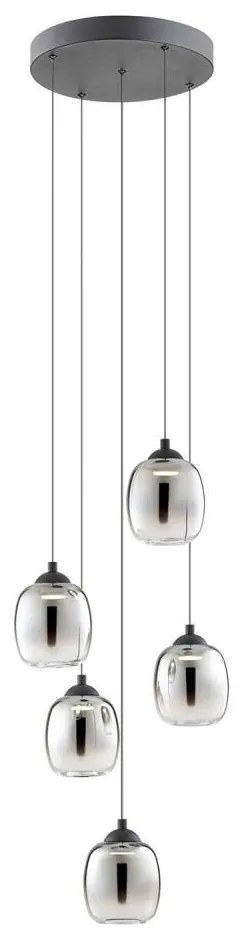 Redo 01-3488 - LED ściemnialny żyrandol na linkach KHADI 5xLED/5,2W/230V czarny/dymiony