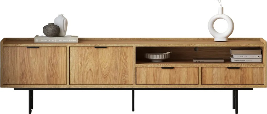 Długa szafka RTV na nóżkach 200 cm hikora naturalna C5-G98