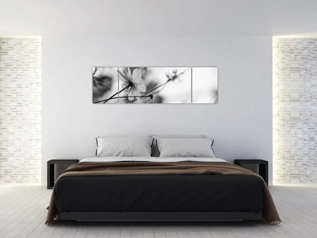 Obraz - Czarno - białe kwiaty (170x50 cm)