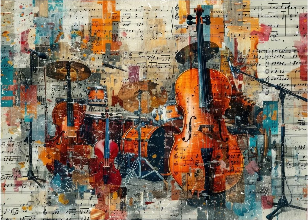 Obraz na szkle - Instrumenty muzyczne (70x50 cm)