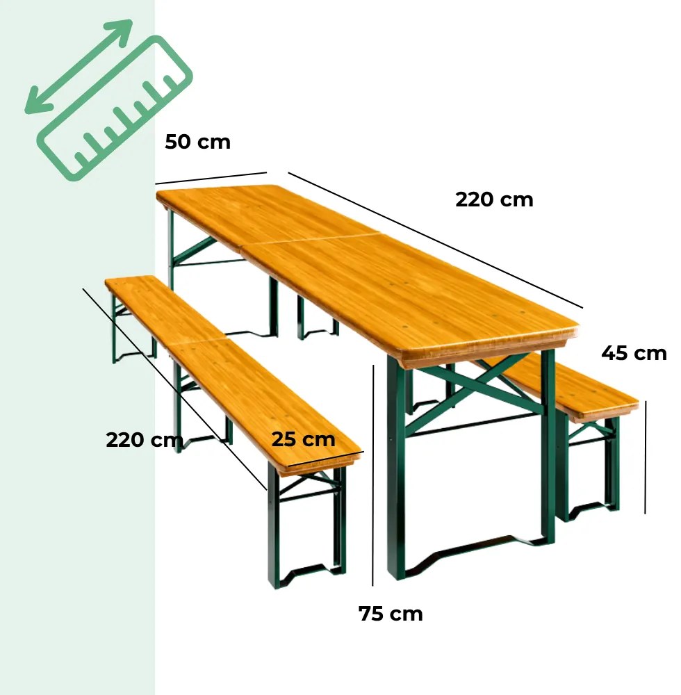 Jurhan Składany zestaw piwny MAXI, 220cm, naturalny brąz
