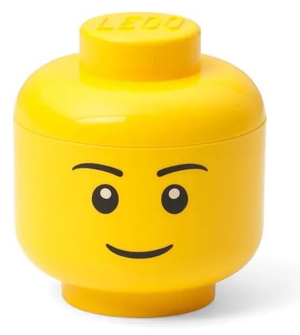 Żółte pudełko w kształcie głowy LEGO® boy, 10,5x10,6x12 cm