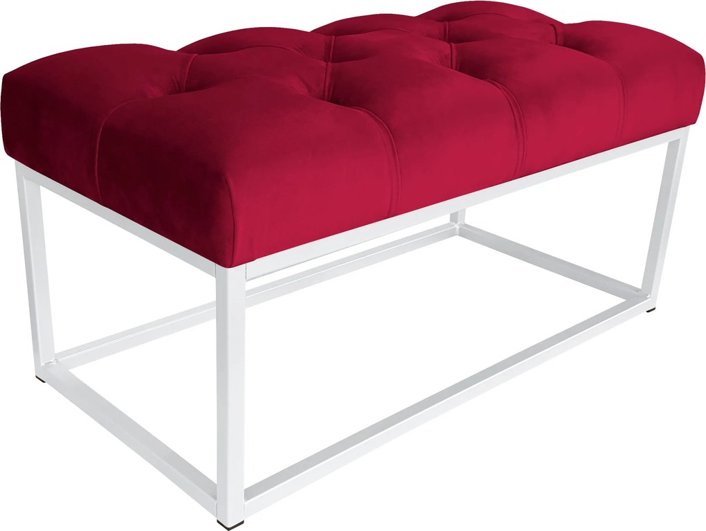 Ławka CHESTERFIELD tkanina Welur loft ławka metal : Kolor Stelaża - Biały, Kolor tkaniny - VELVET - MG31, Typ tkaniny - Velvet