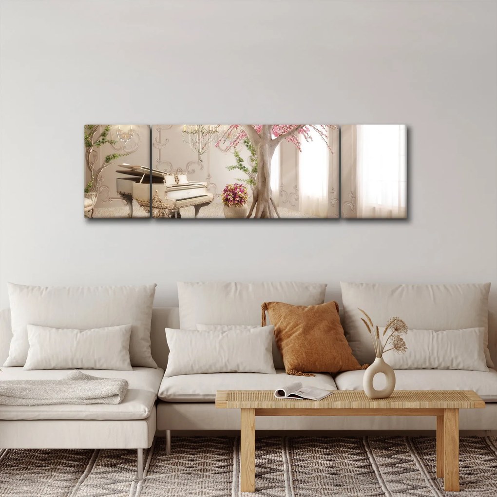 Obraz - Wymarzone wnętrze z fortepianem (170x50 cm)