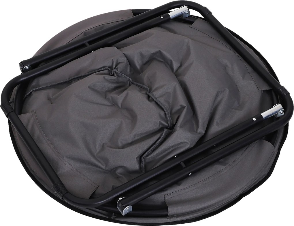 Outsunny Krzesło Składane Kempingowe Ogrodowe Metal Tkanina Oxford Szare 80x80x75cm | Aosom PL