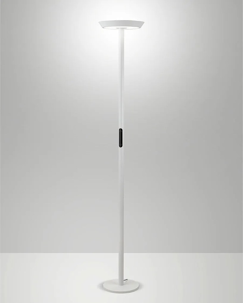 Lampa podłogowa Fizz z diodą LED 50 W, aluminiowa i metakrylanowa konstrukcja, regulacja barwy CCT 2700K-4000K, kolor biały, seria Fizz