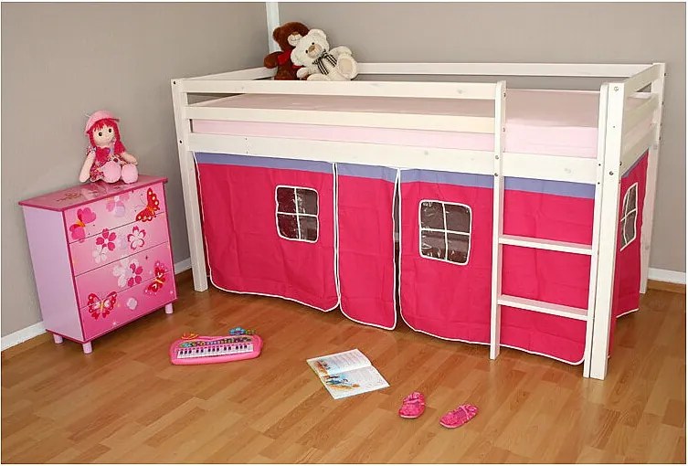 Łóżko piętrowe 208x110x97 cm różowe