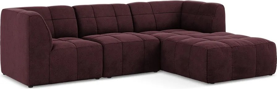 Bordowy aksamitny narożnik (prawostronny/z szezlongiem) Aloha – Makamii