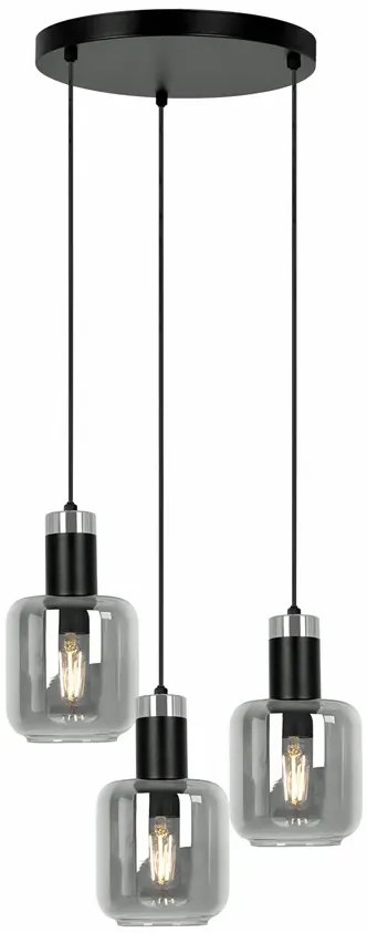 Potrójna lampa z okrągłą podstawą wisząca grafitowa H4-S23