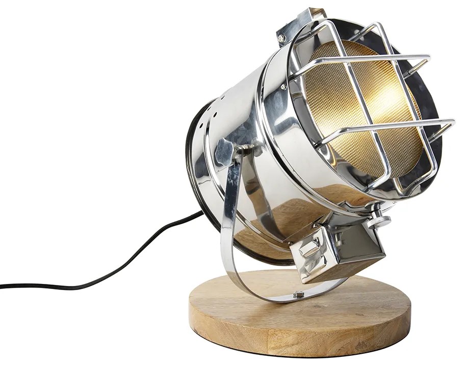 Industrialna lampa stołowa stalowa z drewnem, regulowana - ShinyPrzemysłowy Oswietlenie wewnetrzne