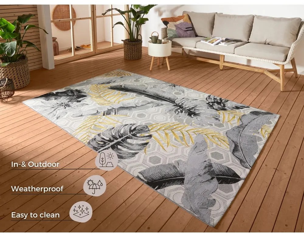 Żółty/szary dywan odpowiedni na zewnątrz 200x285 cm Flair – Hanse Home