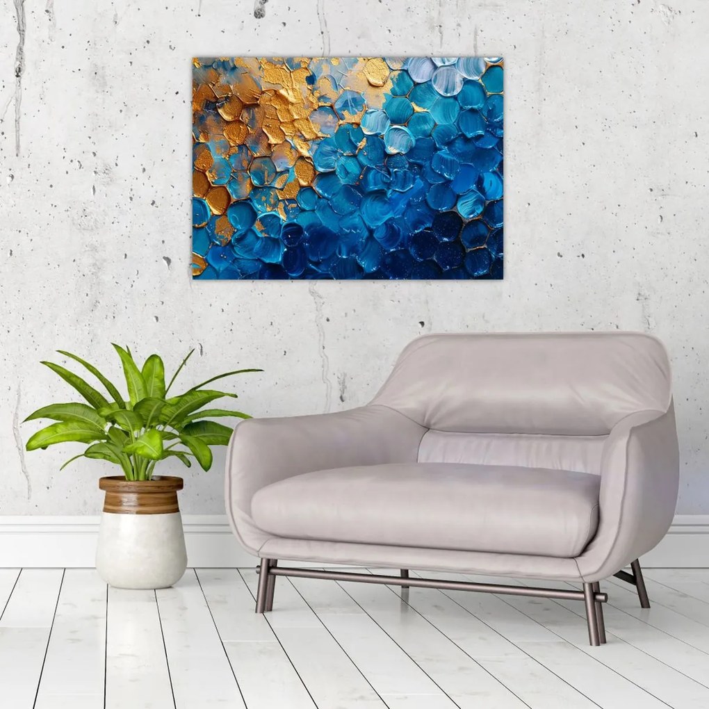 Obraz - Niebiesko-złoty obraz (70x50 cm)
