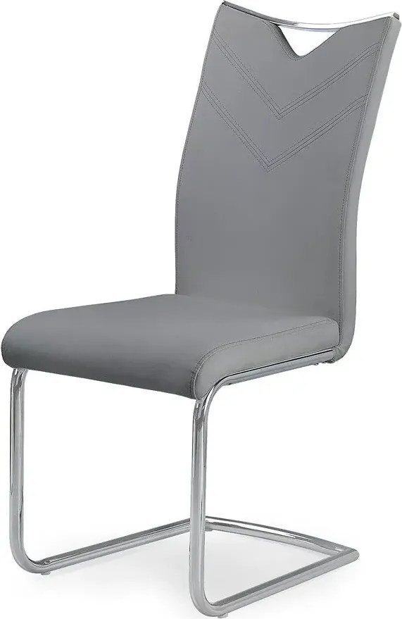 Popielate minimalistyczne metalowe krzesło na płozach T1-S72