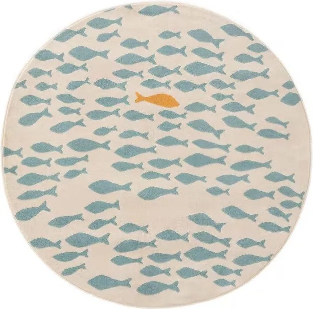 Okrągły dywan dziecięcy ze wzorem w rybki Fabius