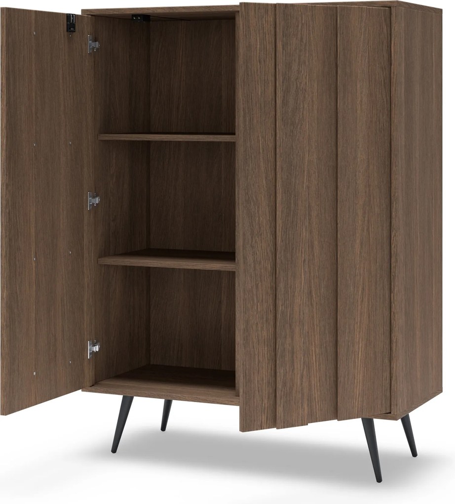 Komoda wysoka Flaro 93 cm z oświetleniem - dąb dunin