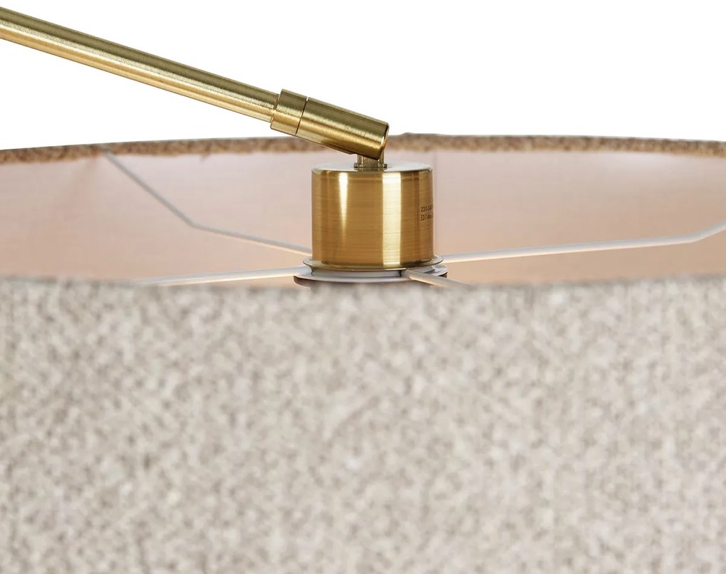Lampa podłogowa złota z abażurem boucle taupe 50 cm regulowana - EditorDesignerski Oswietlenie wewnetrzne
