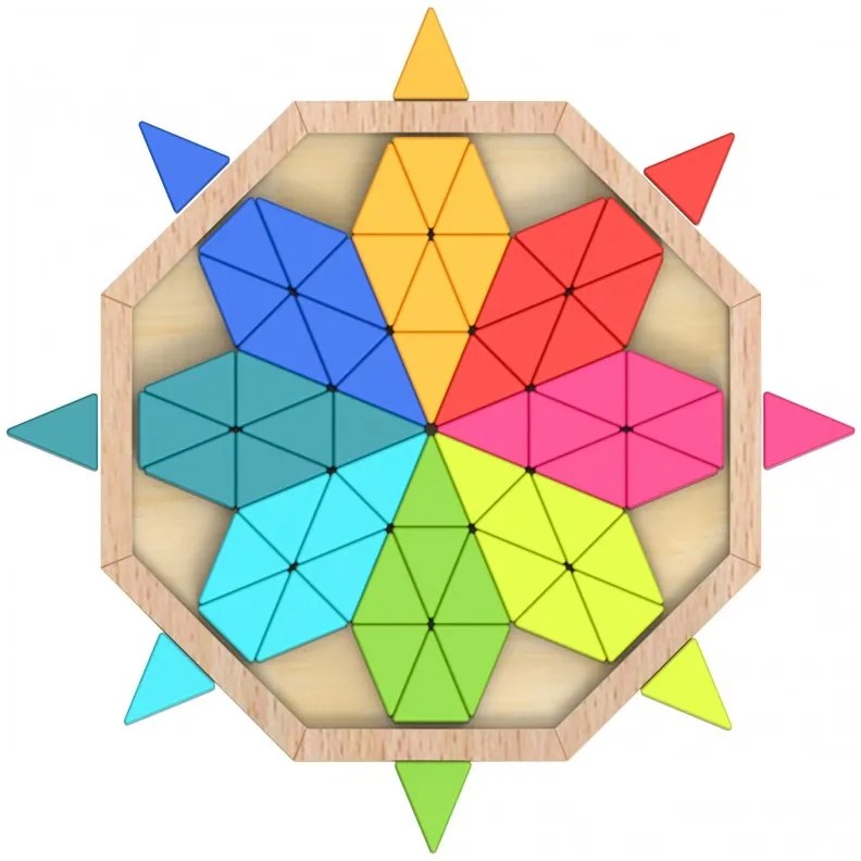 Tooky toy puzzle ośmiokątne drewniana mozaika edukacyjna (73el.)