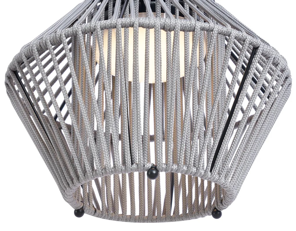 Lampa stołowa w stylu bohemy szara z LED, 3-stopniowy ściemniacz, IP54, ładowana solarnie - Duco