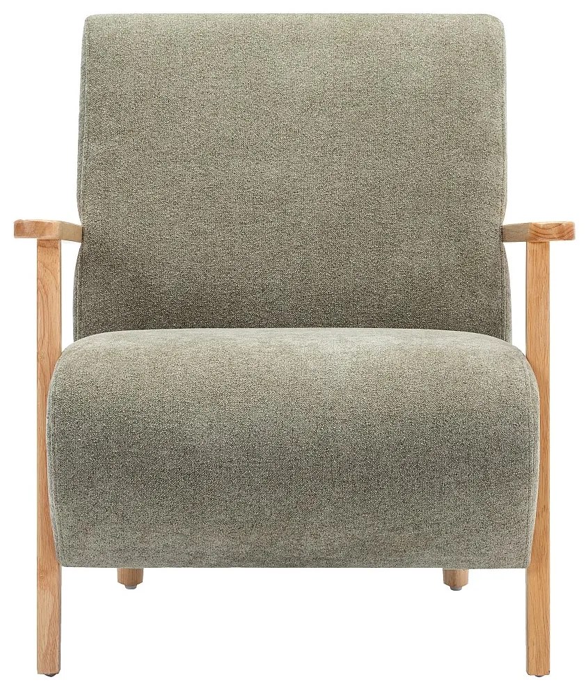 Fotel drewniany z zieloną tapicerką - JULOMO