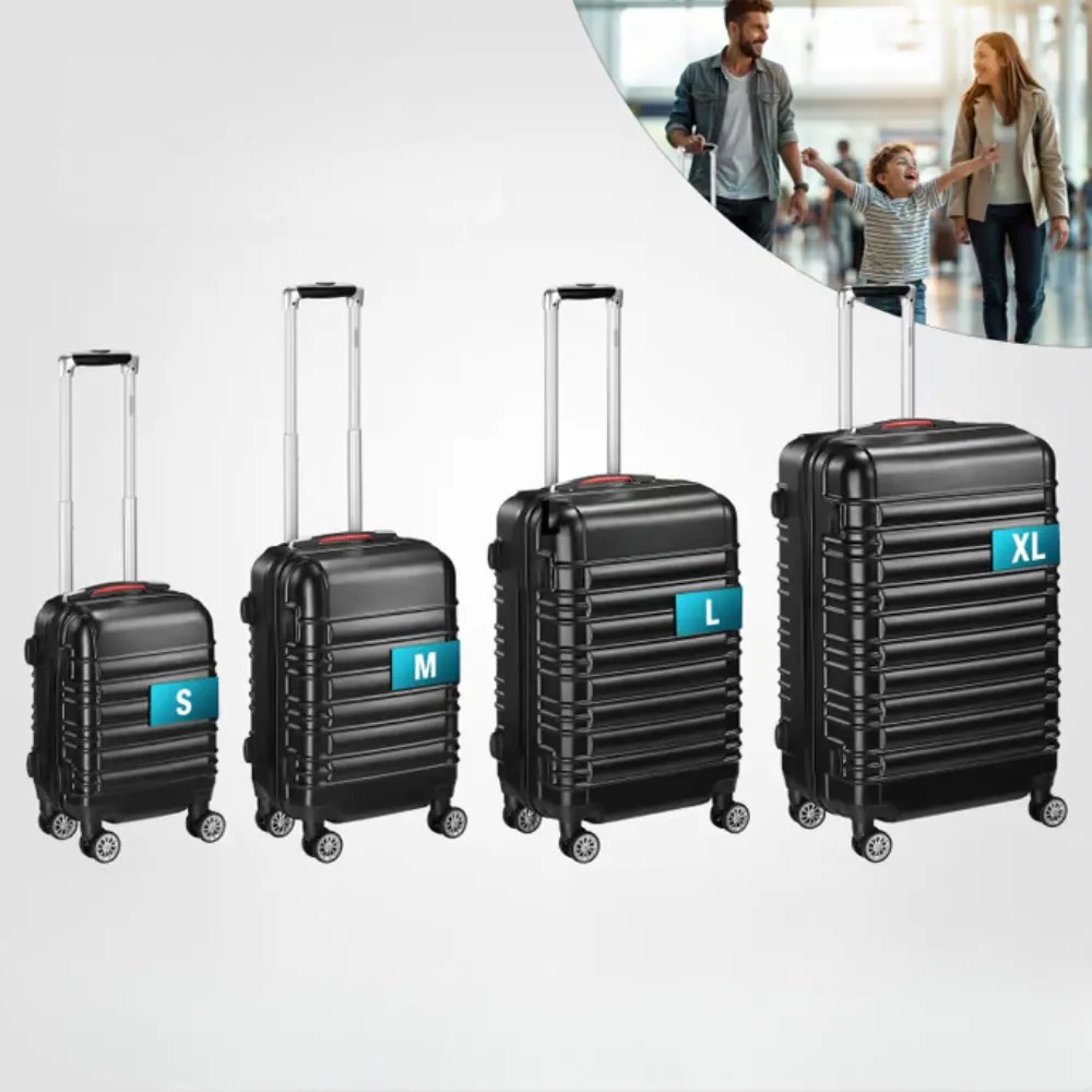 Zestaw walizek skorupowych AERO, 4-częściowy, ABS, czarny Monzana