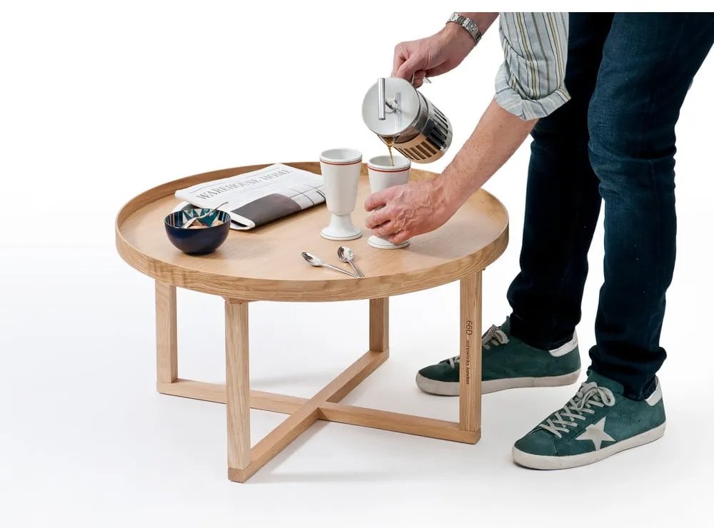 Okrągły stolik z drewna dębowego Wireworks Round, Ø 66 cm