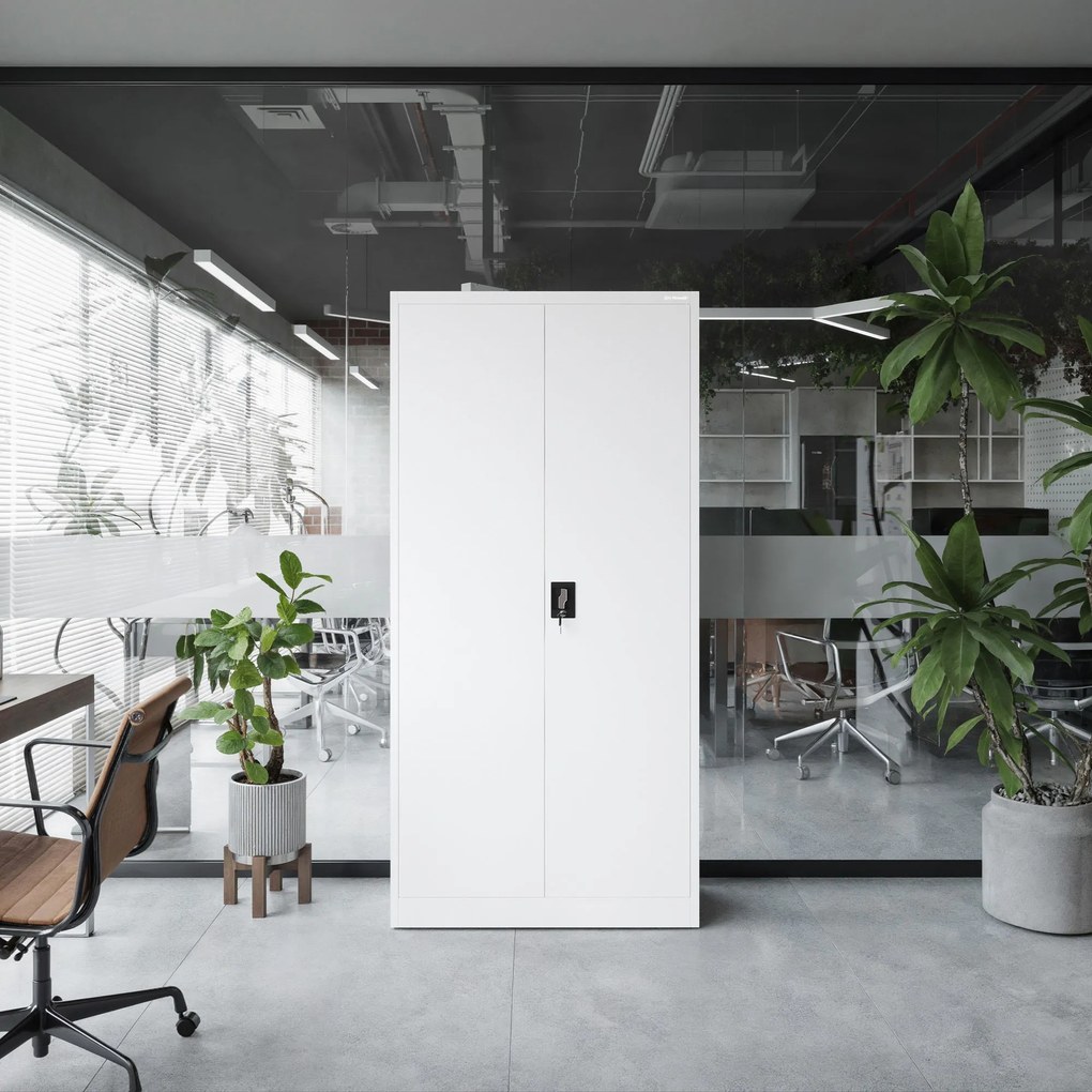 Szafa biurowa na dokumenty biała: JAN, 900 x 1850 x 400 mm