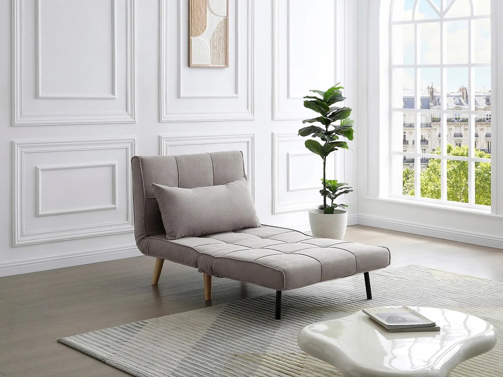 Rozkładany fotel tapicerowany szarobeżowy CHILA