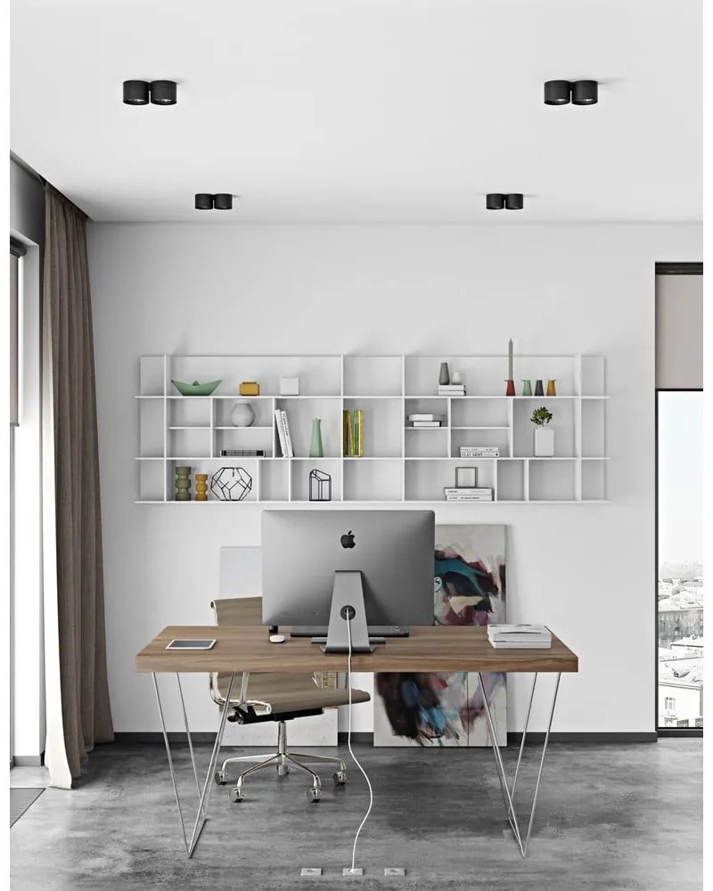 Biurko w kolorze betonu z czarnymi nogami TemaHome Multi, 160 x 90 cm