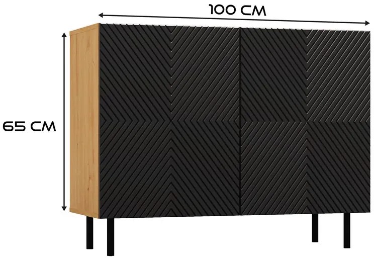 Czarna ryflowana komoda pod telewizor H1-A36