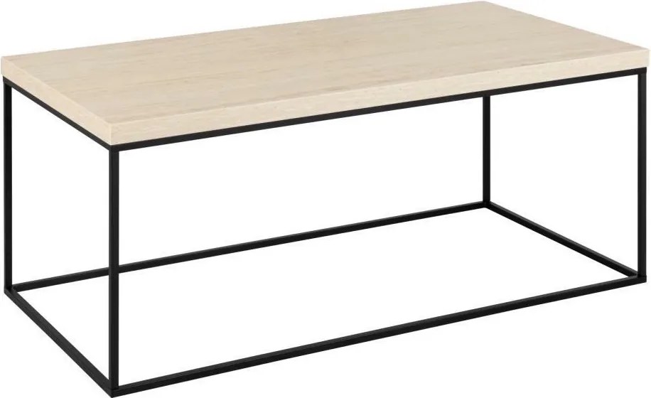 Prostokątny stolik kawowy Barossa Actona 110x55 cm, beżowy trawertyn/czarny