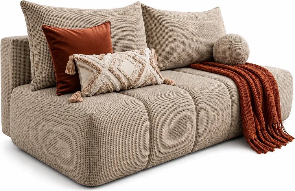 Beżowa nowoczesna szenilowa sofa z funkcją spania T7-B88