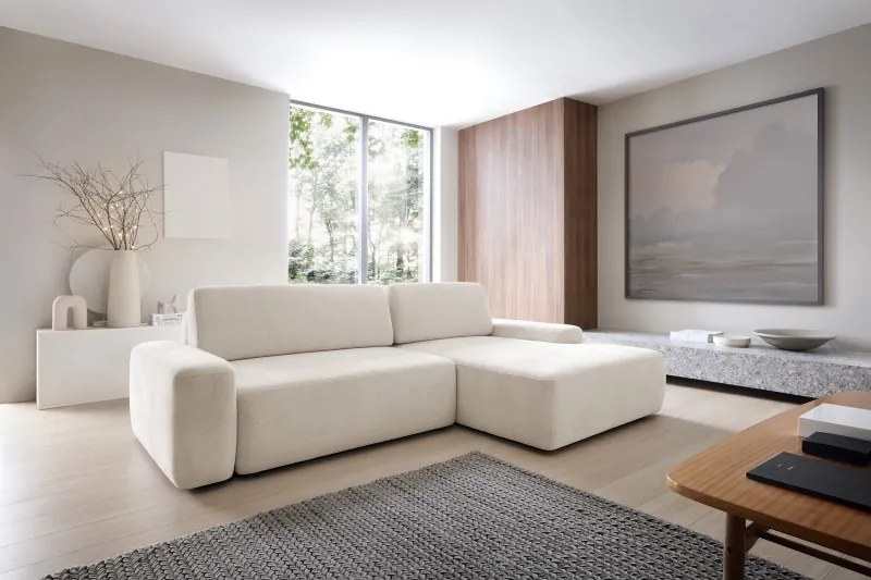 Narożnik BOULI Prawostronny z Elektryczną Regulacją wolnostojący tkanina Raven 28 Beżowy DOMO HOME