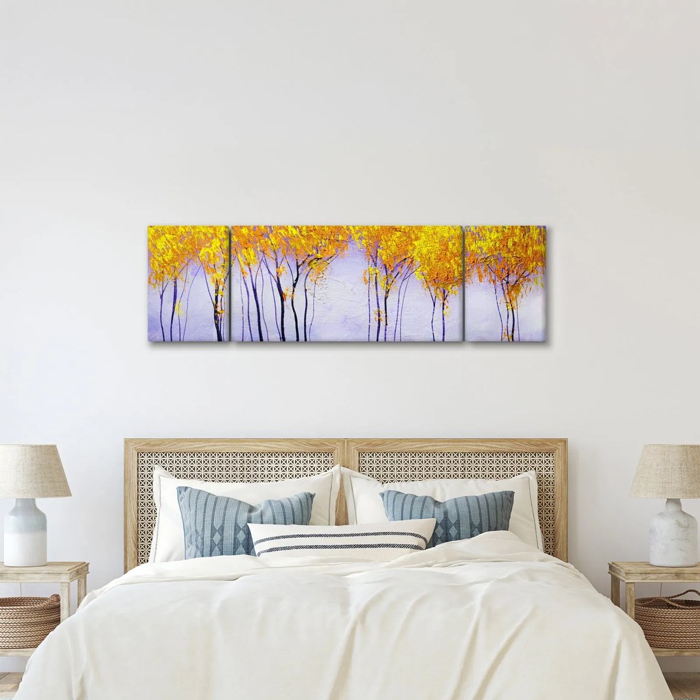 Obraz żółtych drzew (170x50 cm)