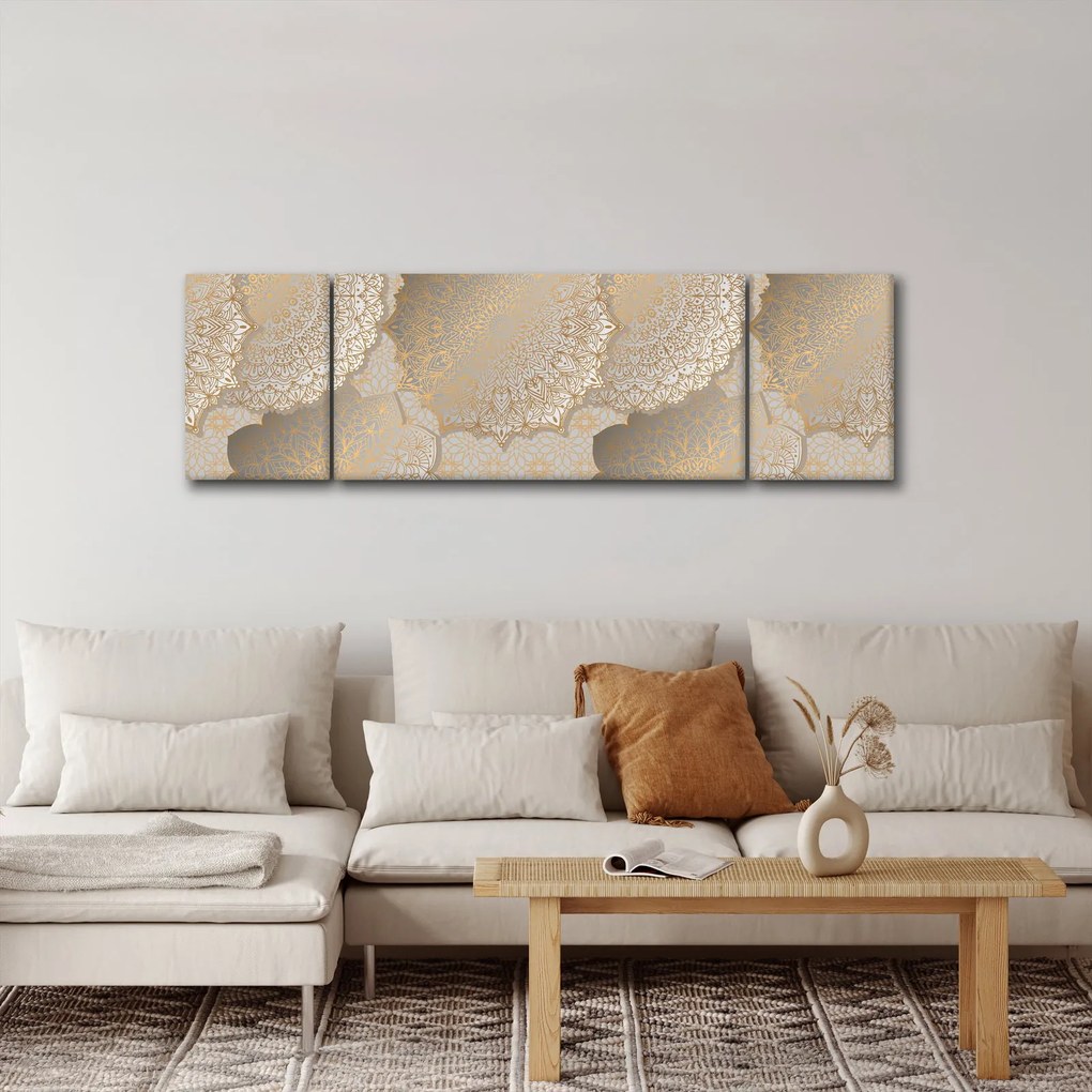 Obraz - Mandale w złotych odcieniach (170x50 cm)