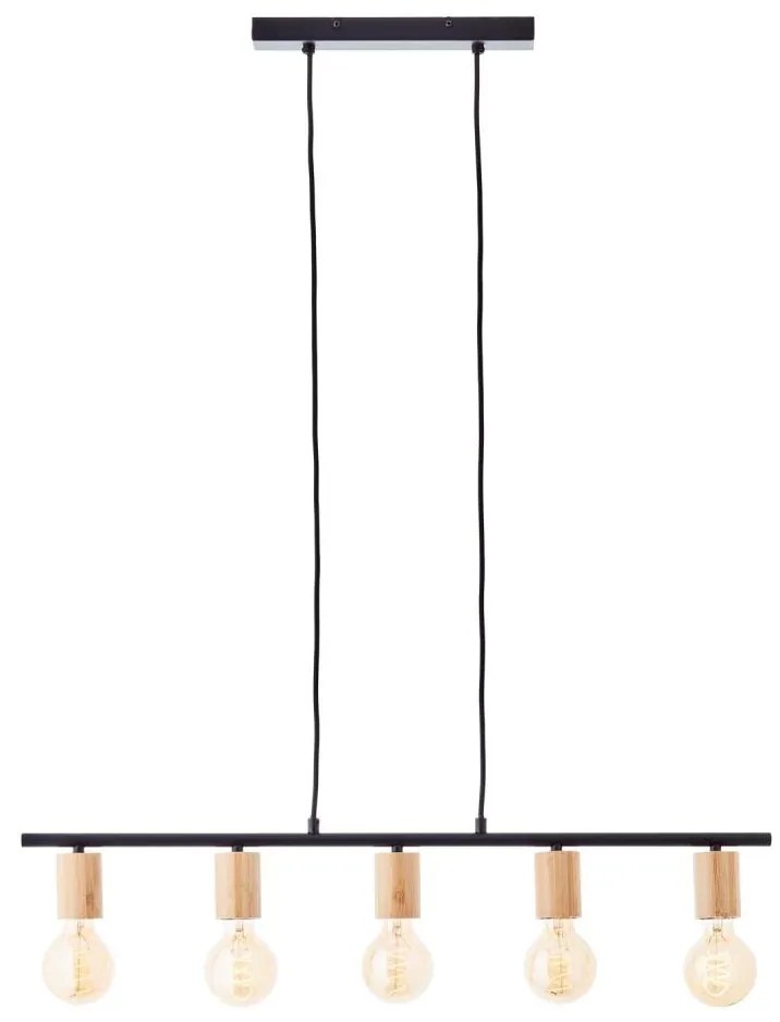 Brilliant - Żyrandol na linkach KERRY 5xE27/40W/230V czarny/bambus