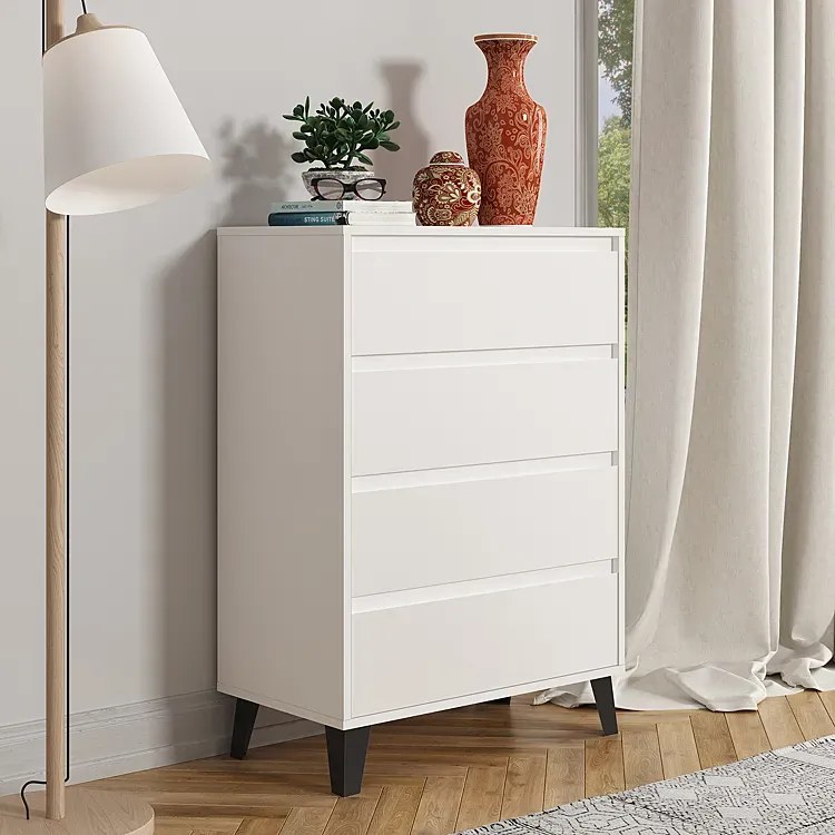 Biała komoda na nóżkach z 4 szufladami E5-W12