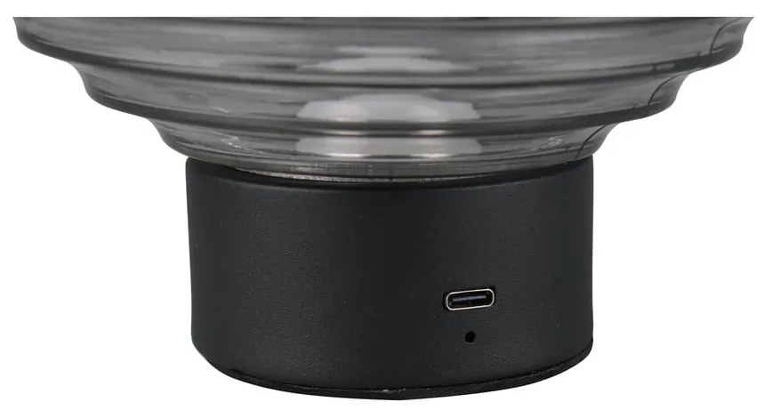 Czarno-szara lampa stołowa LED ze ściemniaczem i szklanym kloszem (wys. 14,5 cm) Earl – Reality